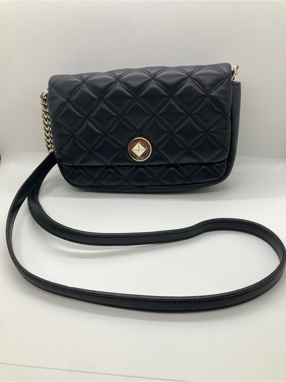 kate spade Quilted Black Crossbody with Gold-Tone Turn Lock